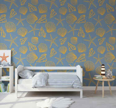 Nature wallpaper seashells and stars design - TenStickers