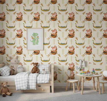 Nature wallpaper viking ship design - TenStickers