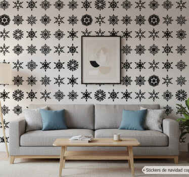 Papel tapiz navidad copos de nieve negros - TenVinilo