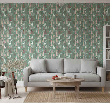 Papel de parede natal padrão floresta de natal - TenStickers