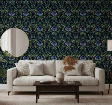 Ornamental wallpaper in vibrant folk design - TenStickers