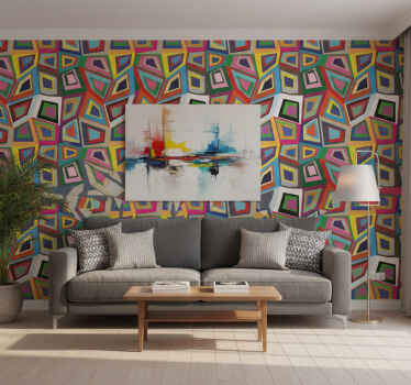 Tapeta vintage kolorowe nieregularne kwadraty - TenStickers