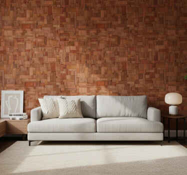 Ornamental wallpaper rustic irregular wood tiles - TenStickers