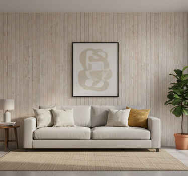 Dekorativt tapet lysebrune vandrette planker - TenStickers