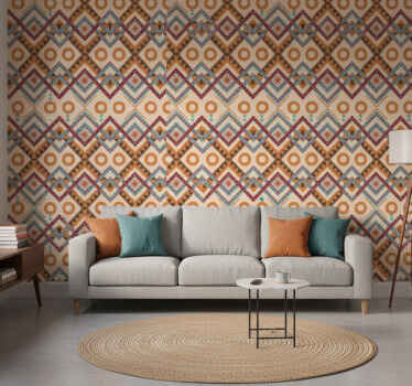 Papel tapiz ornamental patrón de diamantes multicolores - TenVinilo