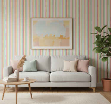 Papel tapiz ornamental diseño a rayas pastel horizontal - TenVinilo