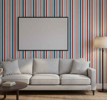 Papel tapiz ornamental diseño de rayas retro marino - TenVinilo