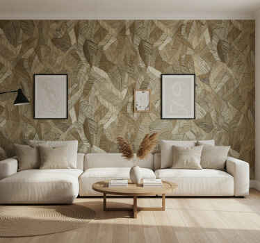 Living room wallpaper abstract geometric earthtones - TenStickers