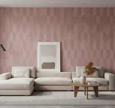 Living room wallpaper geometric mauve chevron - TenStickers