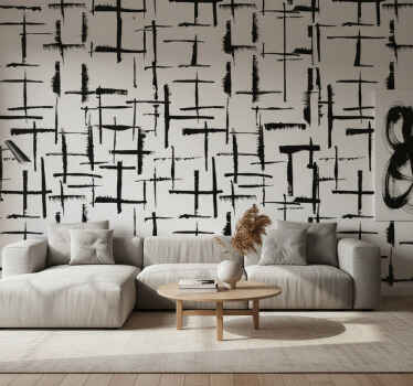 Living room wallpaper faux white brick design - TenStickers