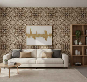 Papel tapiz para sala caleidoscopio de encaje ornado - TenVinilo