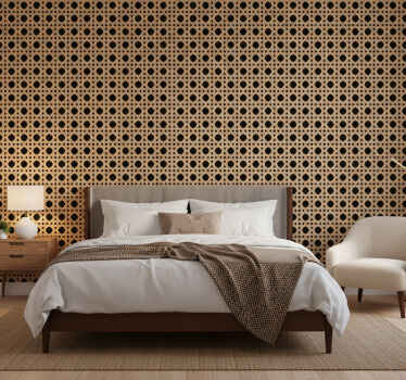 Brown caned wall paper in bedroom - TenStickers