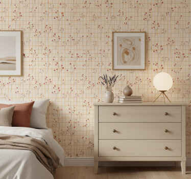 Wall paper in bedroom floral pattern chest - TenStickers