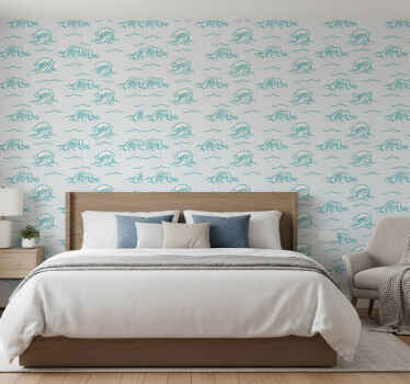 Wall paper in bedroom wave of the sea - TenStickers