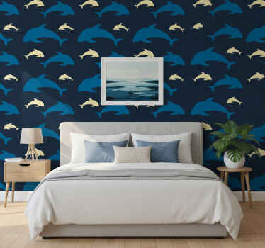 Wall paper in bedroom 3 dolphins in the sea - TenStickers