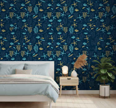 Wall paper in bedroom colorful underwater design - TenStickers