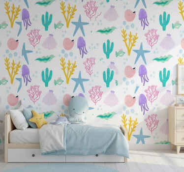 Child seabed drawing wall paper in bedroom - TenStickers