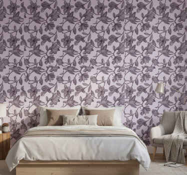 Cute magnolia design wall paper in bedroom - TenStickers