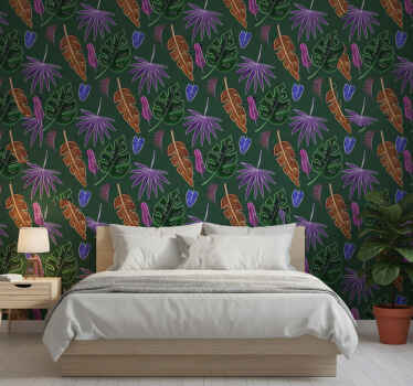 Wall paper in bedroom geometric neon pattern - TenStickers