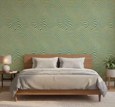 Retro lines wall paper in bedroom - TenStickers