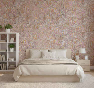 Kallax abstract wall paper in bedroom - TenStickers