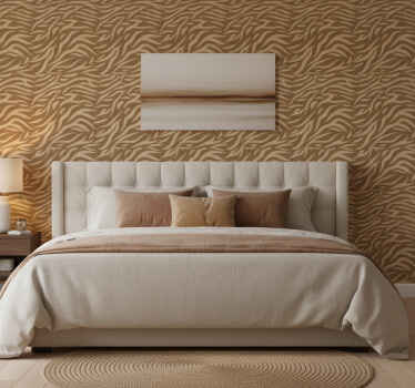 Wall paper in bedroom brown and beige tiger print - TenStickers