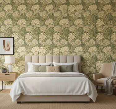 Modern style chrysanthemum wall paper in bedroom - TenStickers