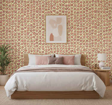 Leopard fur texture wall paper in bedroom - TenStickers