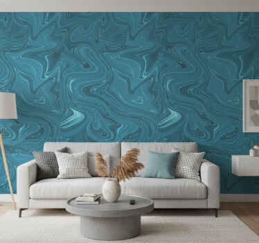 Carta da parati ornamentale cemento astratto grigio turchese - TenStickers