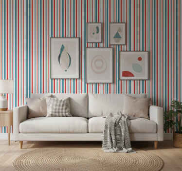 Merihenkinen retro raidallinen ornamentti tapetti - Tenstickers