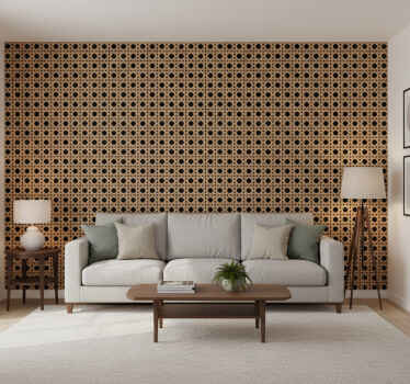 Carta da parati ornamentale canneté marrone - TenStickers