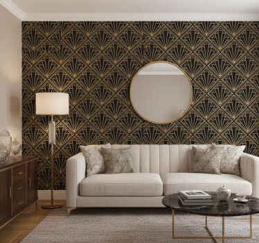 Texture pattern wallpaper in golden and black squares - TenStickers