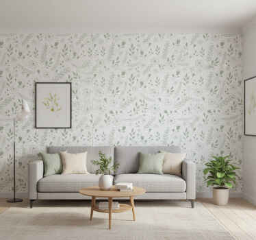 Texture pattern wallpaper sweet green leaves floral design - TenStickers