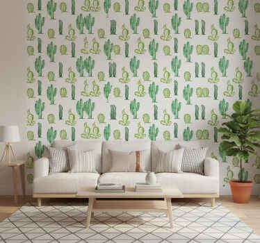 Texture pattern wallpaper cactus pattern furniture - TenStickers