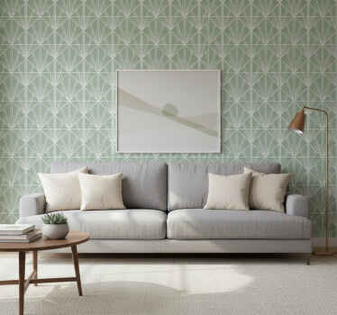 Texture pattern wallpaper in modern green and white design - TenStickers