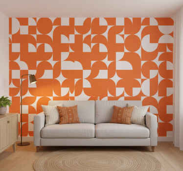 Texture pattern wallpaper orange circle geometric design - TenStickers