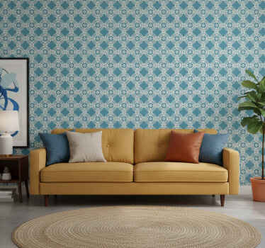 Textury a vzory tapet starožitný modro-bílý vzor - TenStickers