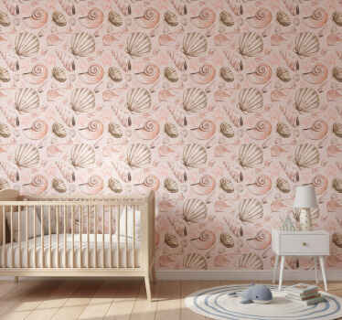 Animals wallpaper in pastel seashells design - TenStickers