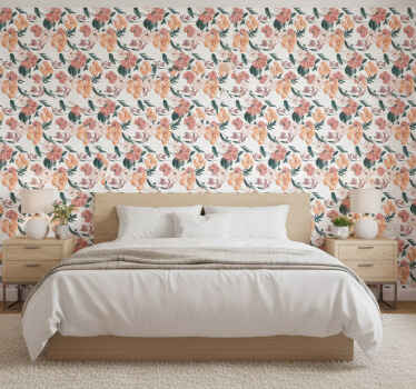Wall paper in bedroom beautiful pastel flower pattern - TenStickers