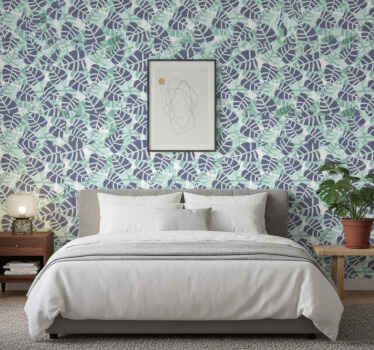 Colorful tropical flowers pattern wall paper in bedroom - TenStickers
