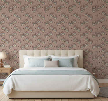 Inspirational vintage butterfly wall paper in bedroom - TenStickers