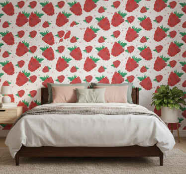 Berries watercolor with stains pattern wall paper in bedroom - TenStickers