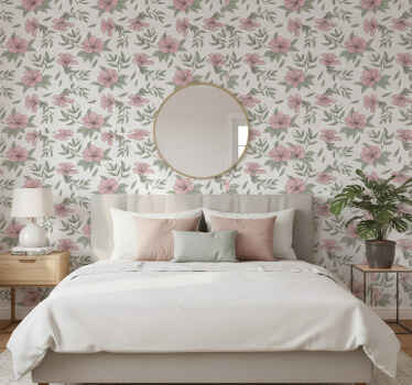 Wall paper in bedroom floral patterned design - TenStickers