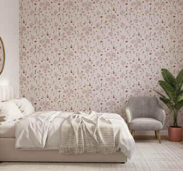Floral print pattern wall paper in bedroom - TenStickers