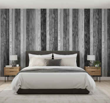 Wall paper in bedroom country timber boards - TenStickers