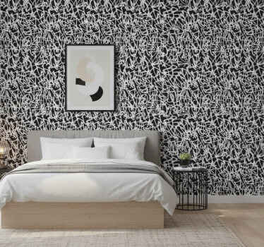 Black and white graffiti wall paper in bedroom - TenStickers