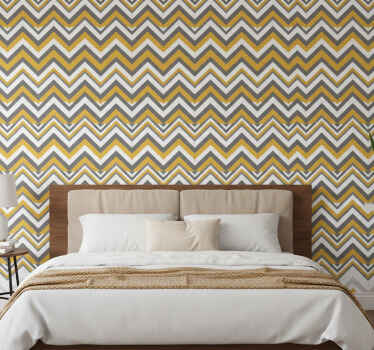 Wall paper in bedroom chevron pattern design - TenStickers