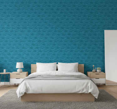 Wall paper in bedroom flowing aqua designs - TenStickers