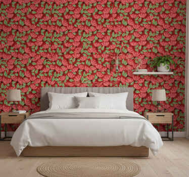 Wall paper in bedroom floral graphic design - TenStickers