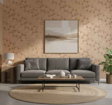 Brown hexagon lines tapeta za dnevno sobo - TenStickers